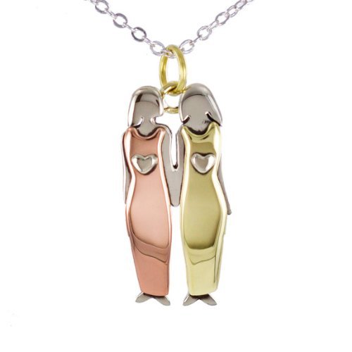 Handcrafted Mother Daughter,Two Sisters or Best Friends Necklace in Mixed Metals, #7248