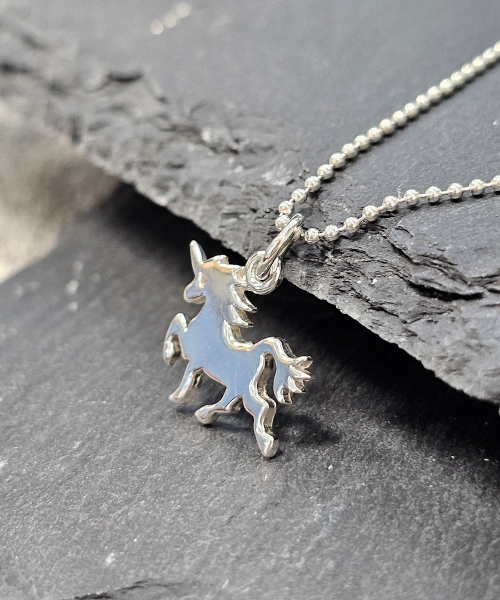 Small Sterling Silver Unicorn Ball Necklace, 16", 18" or 20", #6400-ss