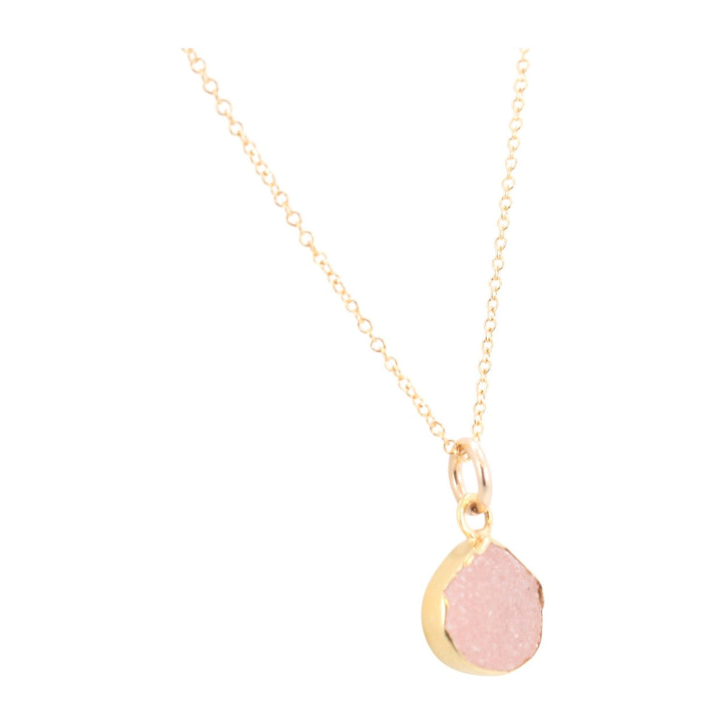 Pink Druzy Necklace 16" or 18", #6332-yg