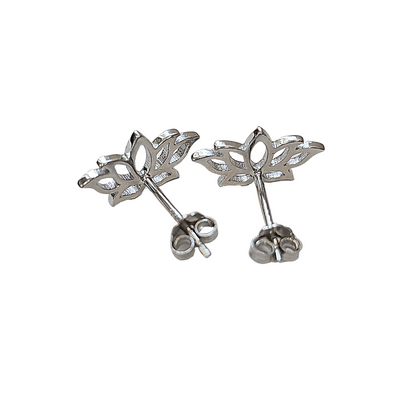 Open Lotus Stud Earrings in Sterling Silver or Gold, 9007 (Sterling Silver)