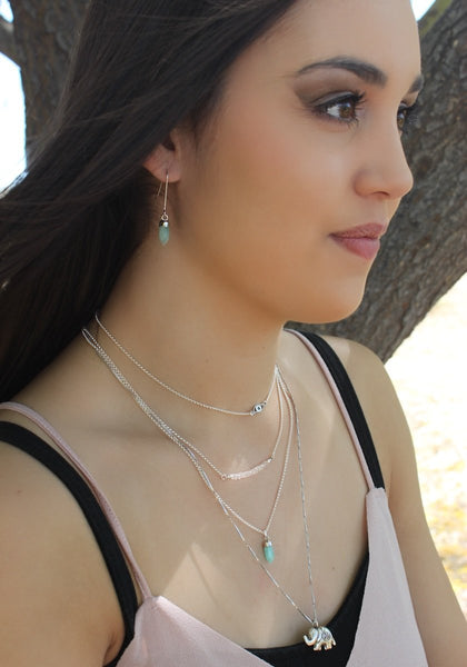 New Stones!  Small Sterling Silver Gem Point Necklace, Stone Choice, #6488-ss