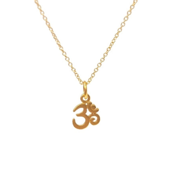 Tiny Om Necklace in 24k Plated Sterling Silver on 16" or 18" chain, #6837-yg