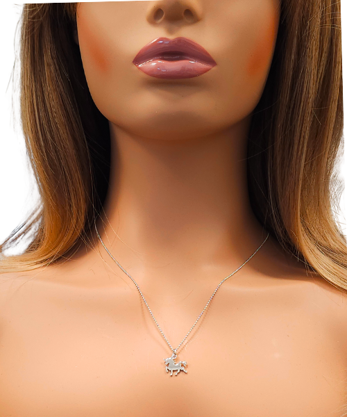 Small Sterling Silver Unicorn Ball Necklace, 16", 18" or 20", #6400-ss