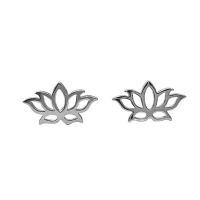Open Lotus Stud Earrings in Sterling Silver or Gold, 9007 (Sterling Silver)