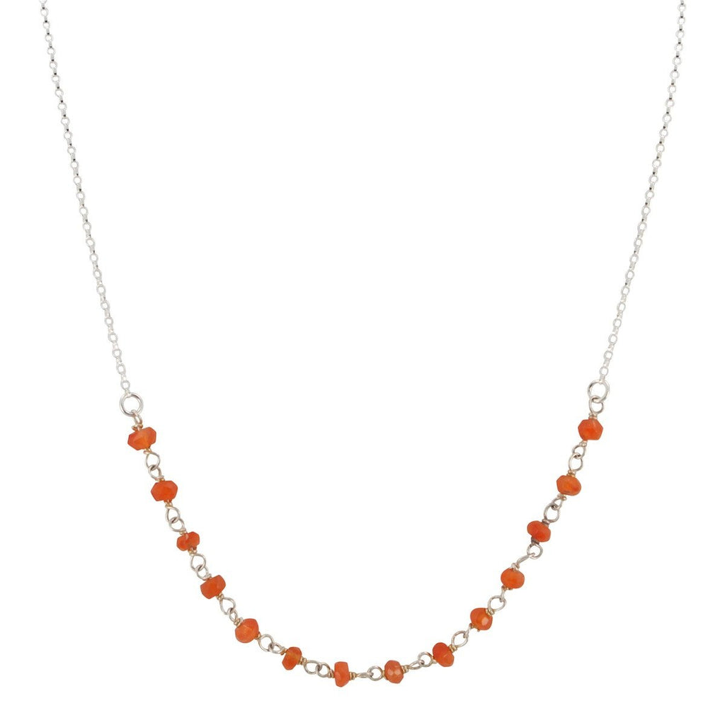 Delicate 3.5mm Carnelian Gemstone Necklace on Sterling Silver Chain, #6527-ss