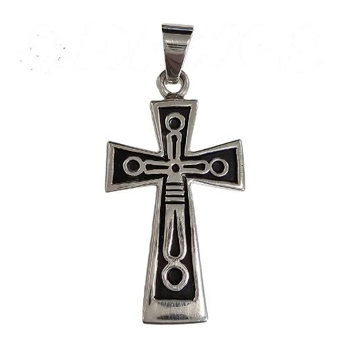 Navajo Steven J Begay Cross Sterling Silver Overlay Pendant #P014