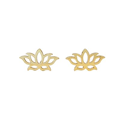 Open Lotus Stud Earrings in Sterling Silver or Gold, #9007 (18k Gold Plated Sterling Silver)