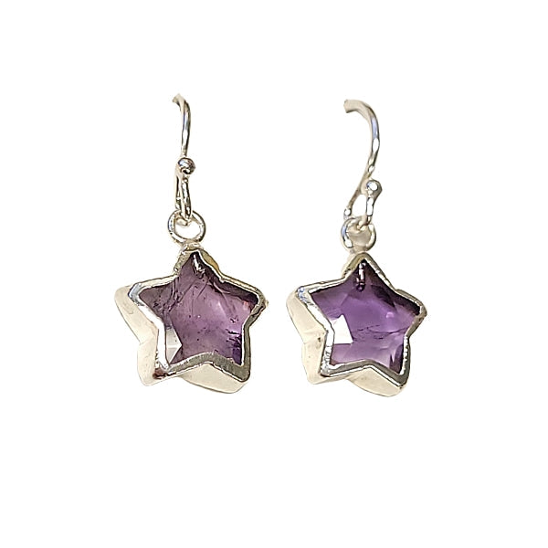 Star Shape Gemstone Earrings in Sterling Silver, Stone Choice, #8158-ss