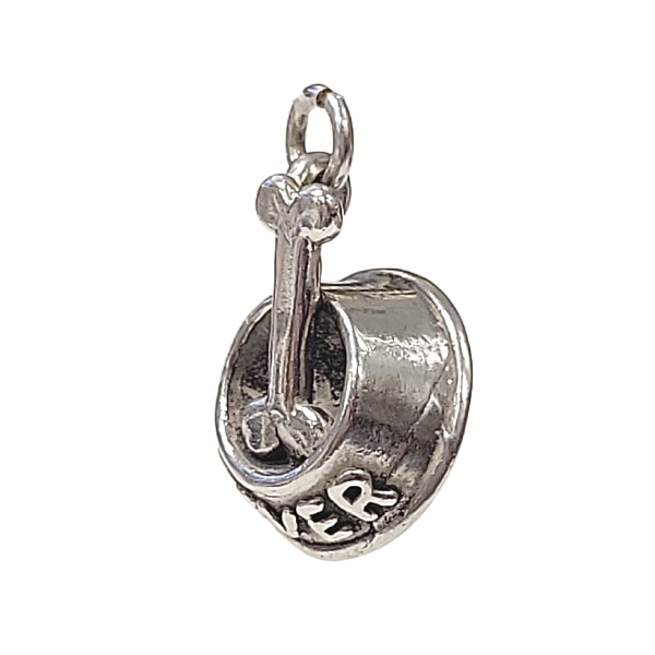 Rover's Dog Puppy Bowl Bone Charm Pendant in Sterling Silver, #2100