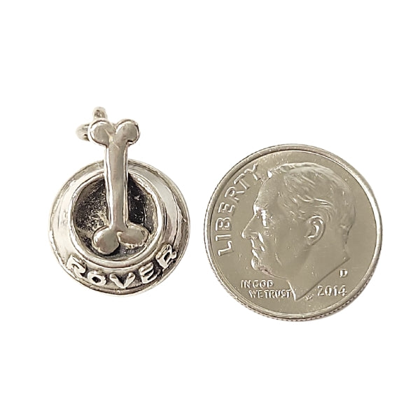Rover's Dog Puppy Bowl Bone Charm Pendant in Sterling Silver, #2100