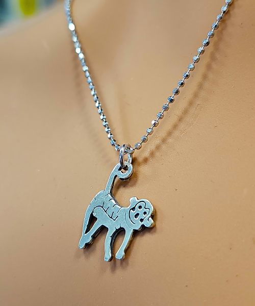 Cute MIKEY THE MONKEY Reversible Pendant in Sterling Silver on 18" Chain, #7967