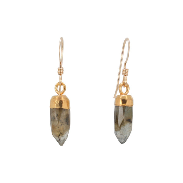 Gold Gemstone Point Dangle Earrings , #6499-yg