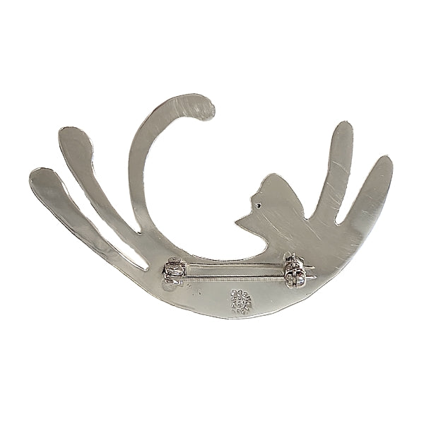 Far Fetched Large Stretching Cat Leaping Tiger Sterling Silver Pin #2710