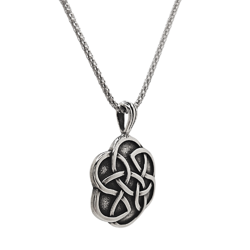 New chain! Round Shield of Destiny Celtic Knot Pendant in Sterling Silver  on an 20