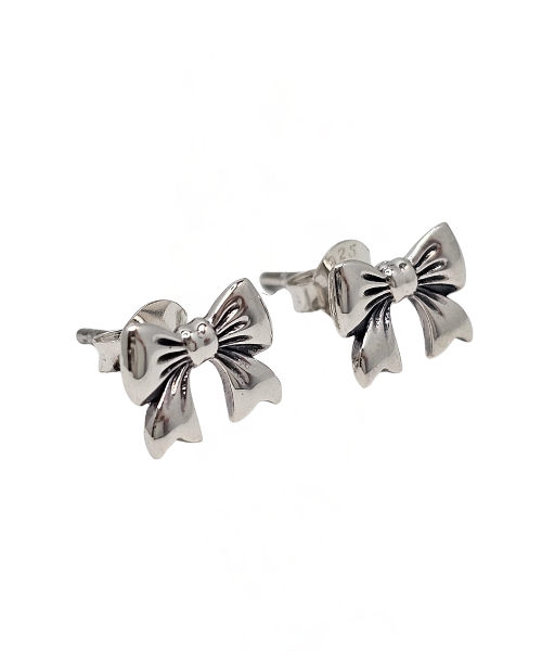 New! Delicate Bow Stud Earrings in Sterling Silver