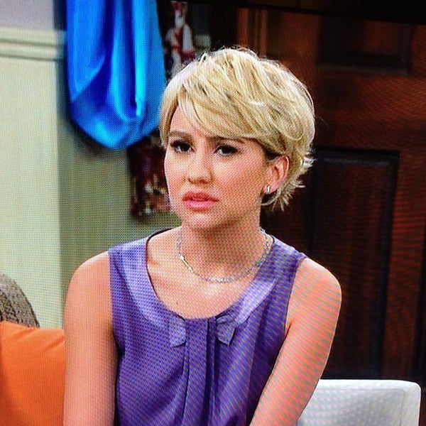 As seen on Baby Daddy - Blue Chalcedony and Bronze Arrow Necklace, #6860-brz