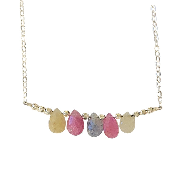 'Intuition' Sapphire Briolette Necklace in Sterling Silver, #6808-ss