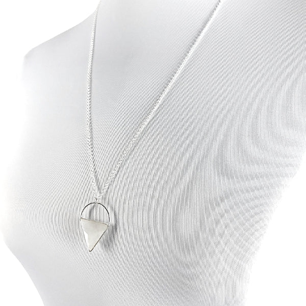 Limited Edition Moonstone Gemstone Focal Pendant Necklace in Sterling Silver Adjustable 24" - 26" #6907