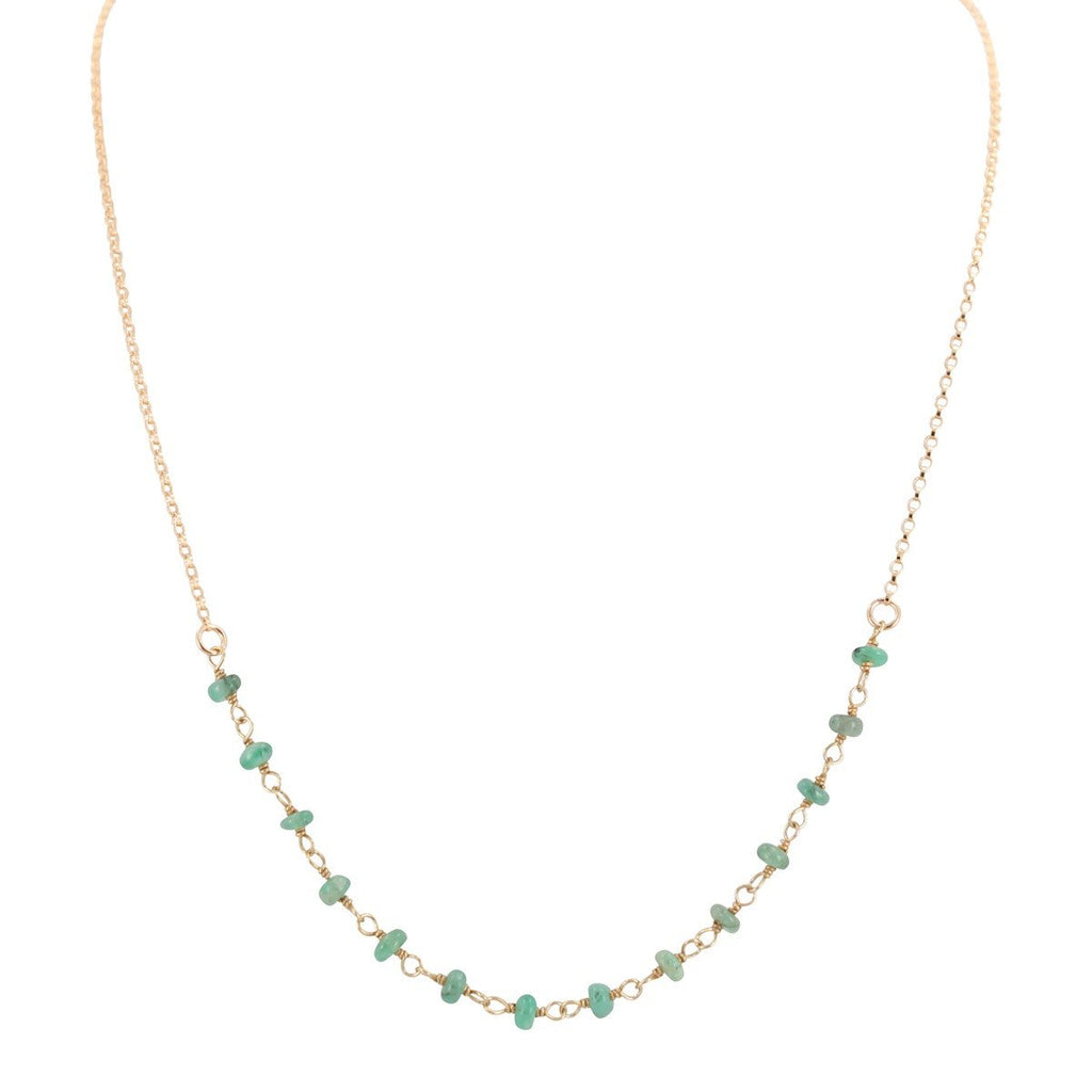 Delicate 3.5mm Chrysoprase Gemstone Necklace on Gold Filled Chain, #6527-yg