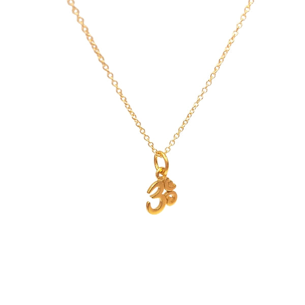 Tiny Om Necklace in 24k Plated Sterling Silver on 16" or 18" chain, #6837-yg