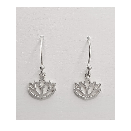 Small Blooming Lotus Dangle Earrings in Sterling Silver #9008