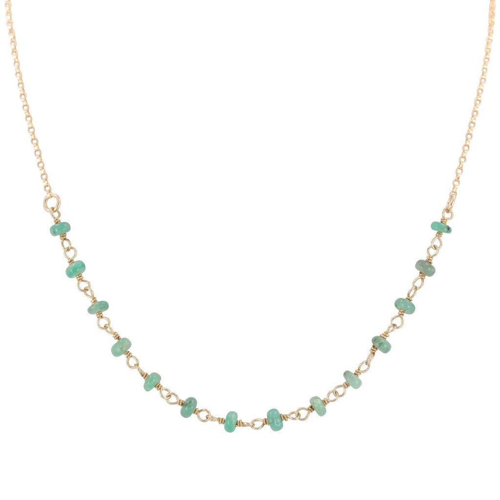 Delicate 3.5mm Chrysoprase Gemstone Necklace on Gold Filled Chain, #6527-yg