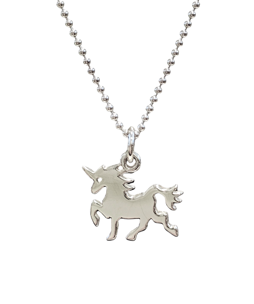 Small Sterling Silver Unicorn Ball Necklace, 16", 18" or 20", #6400-ss