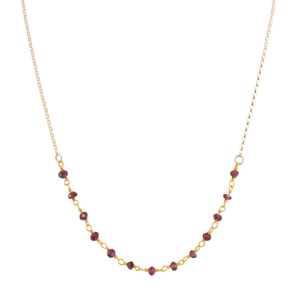 Delicate Garnet Gemstone Necklace on Gold Filled Chain (Heart Chakra), #6527-yg