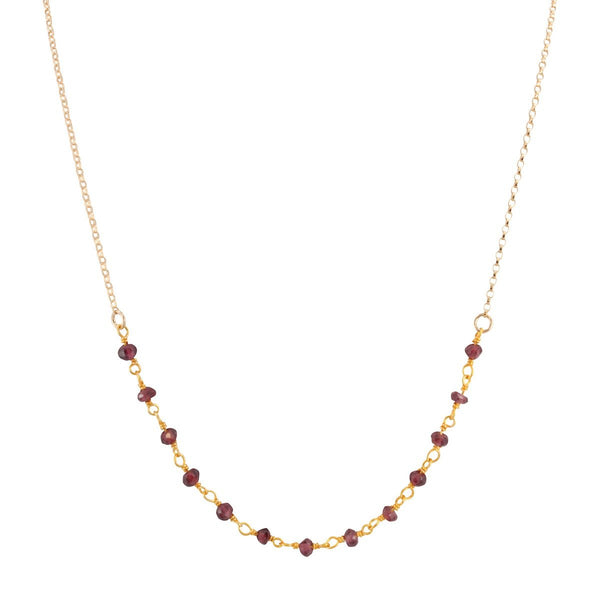 Delicate Garnet Gemstone Necklace on Gold Filled Chain (Heart Chakra), #6527-yg