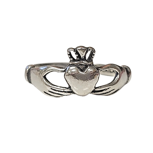 Small Irish Friendship & Love Band Celtic Claddagh Ring in Sterling Silver, Sizes 6, 7, 8, and 9, #2602