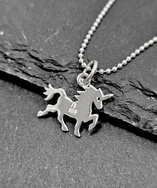 Small Sterling Silver Unicorn Ball Necklace, 16", 18" or 20", #6400-ss