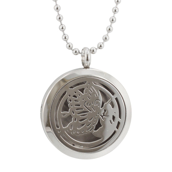 Aromatherapy Butterfly Essential Oil Diffuser Locket Necklace or Car Air Freshener in Stainless Steel #6128