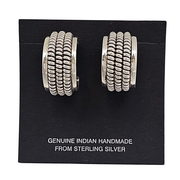 Zoe And Piper Native American Twisted Rope Hoop Sterling Silver Earrings