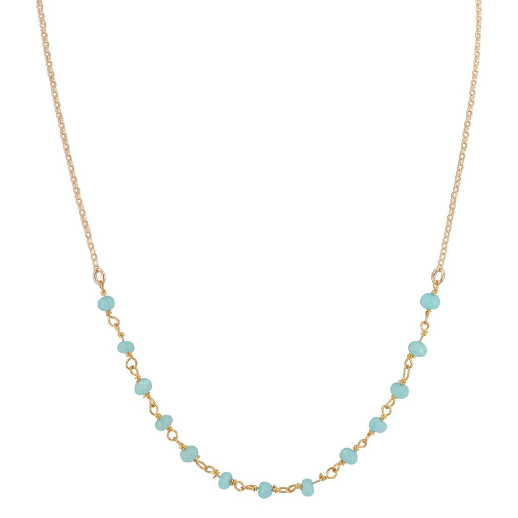 Delicate Aqua Chalcedony Gemstone Necklace on Gold Filled Chain, #6527-yg