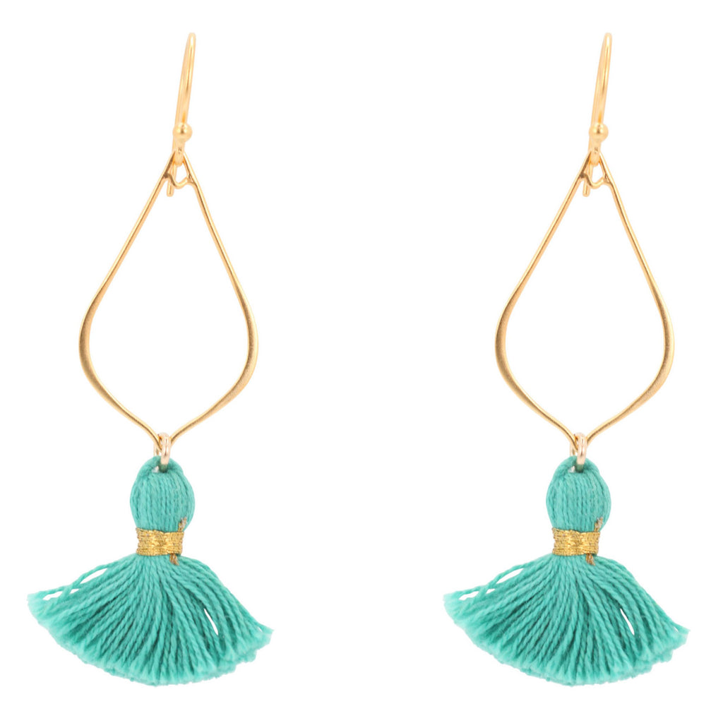Gold Lotus Tassel Dangle Earrings, #6200-yg