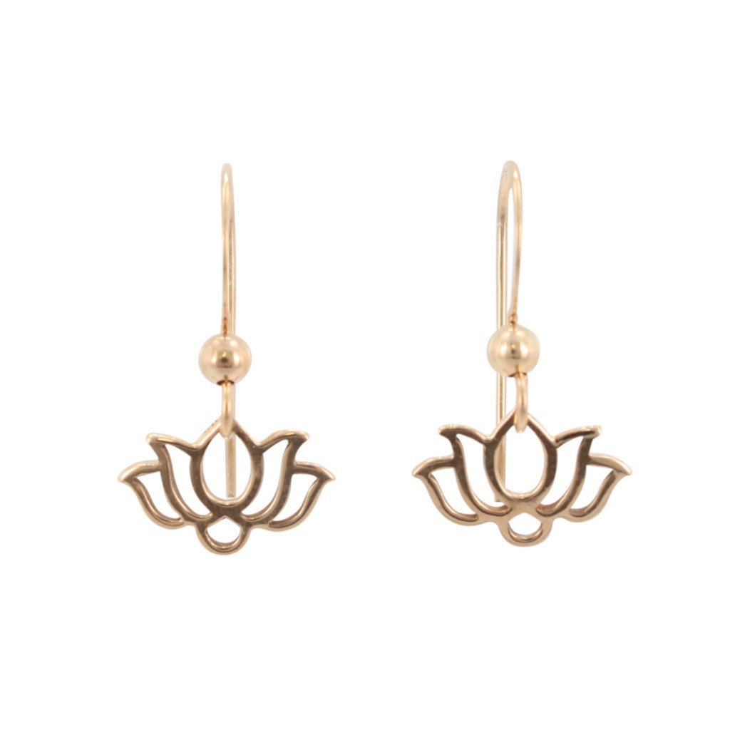 Open Design Small Lotus Dangle Earrings in Bronze, #6434S