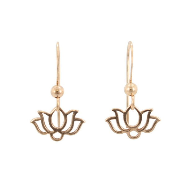 Open Design Small Lotus Dangle Earrings in Bronze, #6434S