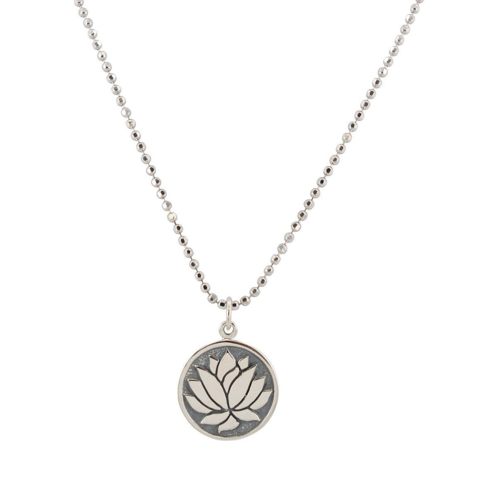 Round Lotus Necklace in Sterling Silver, #6572-ss