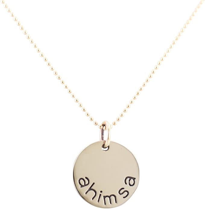 Ahimsa 'do no harm' Sanskrit Necklace in Bronze, #6704S