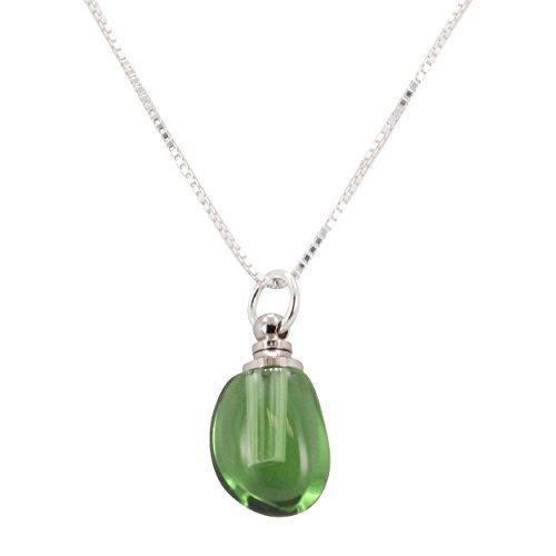 Tiny Teardrop Glass Essential Oil Diffuser Necklace on 18 Inch Sterling Box Chain, Choose Your Color, #6371