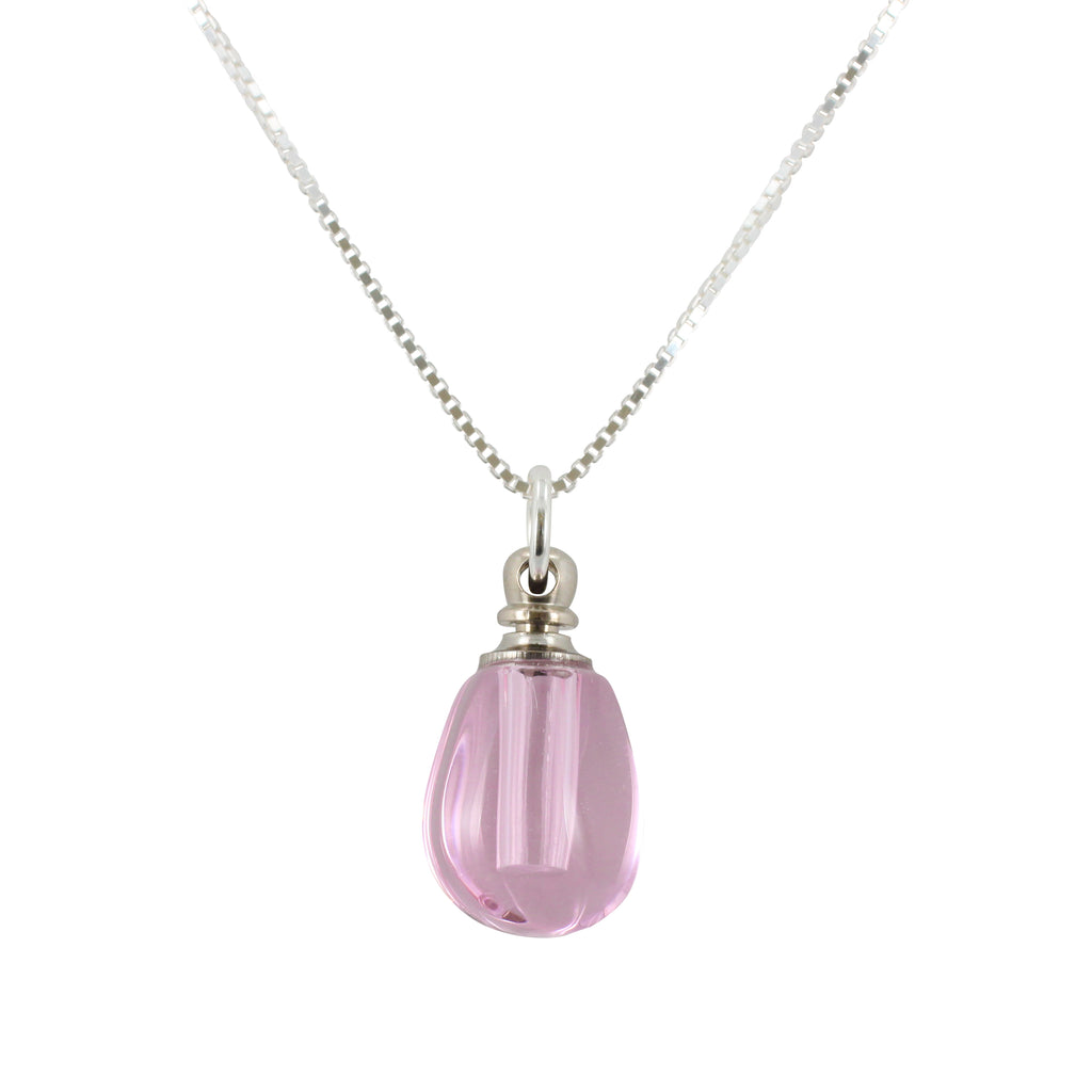Tiny Teardrop Glass Essential Oil Diffuser Necklace on 18 Inch Sterling Box Chain, Choose Your Color, #6371