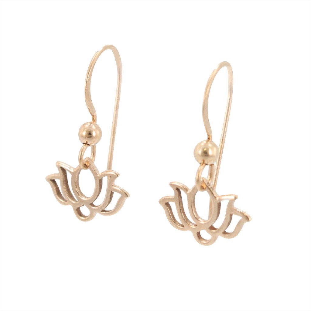 Open Design Small Lotus Dangle Earrings in Bronze, #6434S