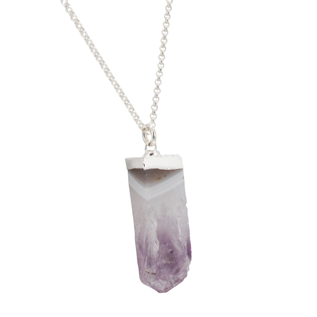 Amethyst Gemstone Necklace on a 20 inch Chain, #6318-ss