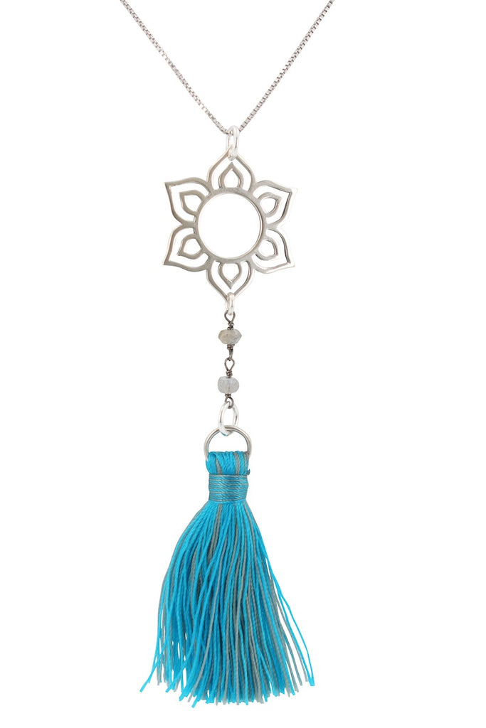 Lotus Flower Tassel Necklace, #6484