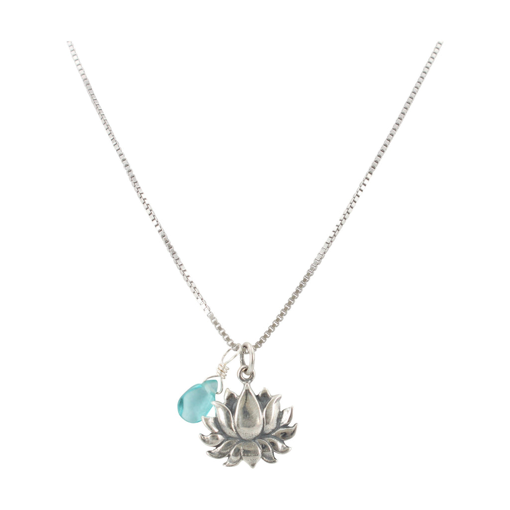 Apatite Lotus Necklace in Sterling Silver, #6421-ss