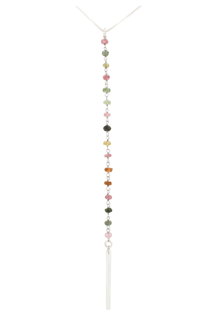 Tourmaline Lariat Bar Necklace in Sterling Silver, #6420-ss