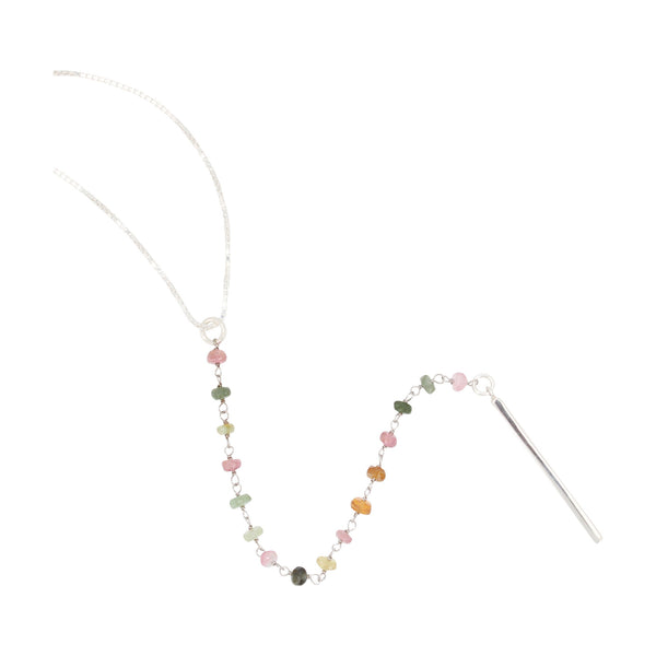 Tourmaline Lariat Bar Necklace in Sterling Silver, #6420-ss