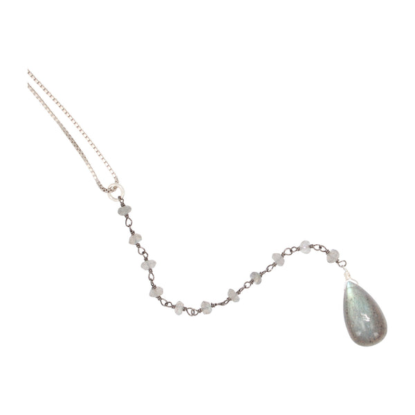 Labradorite Lariat Gemstone Necklace, #6450-ss