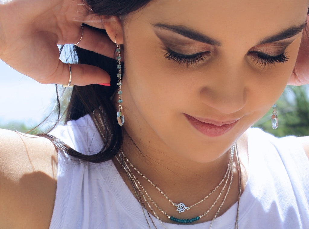 Gemstone Bar Necklace in Chakra Stones, #6595-ss