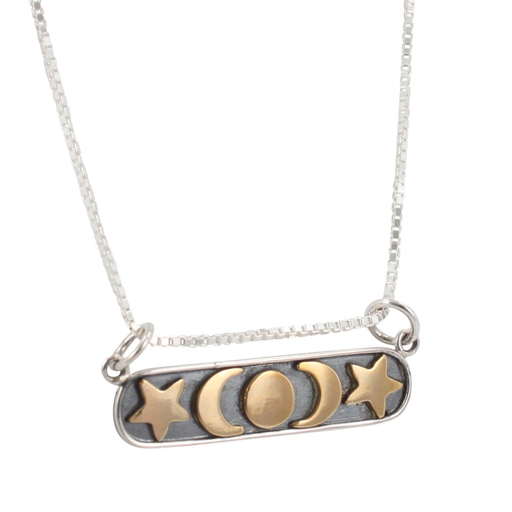 Celestial Bar Necklace with Sun, Moon, and Stars, #6356-ss
